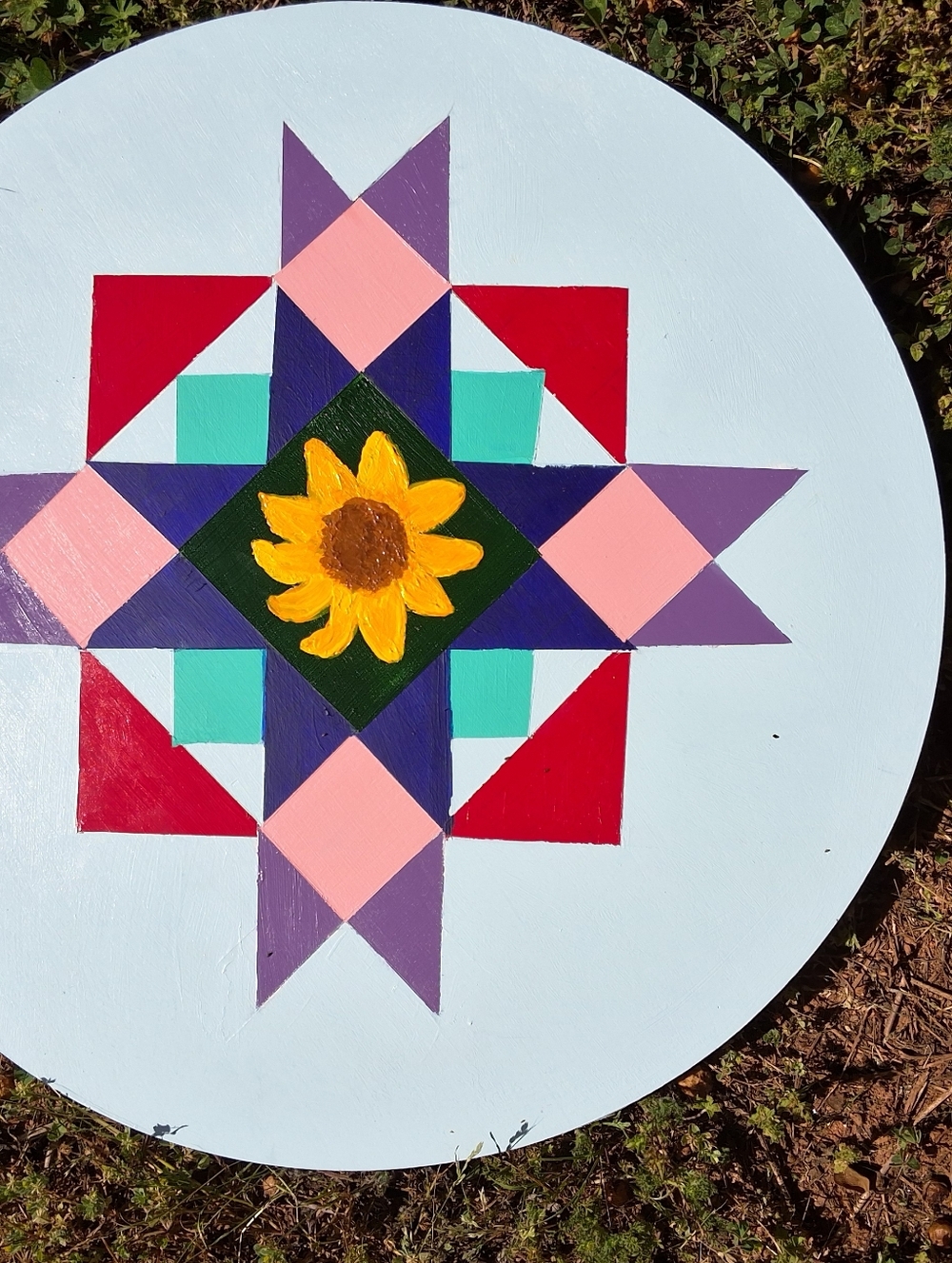 "Sunflower Barn Quilt" Original Artwork Handpainted By Brea Marie 18-inch Wood - Picture 4 of 6